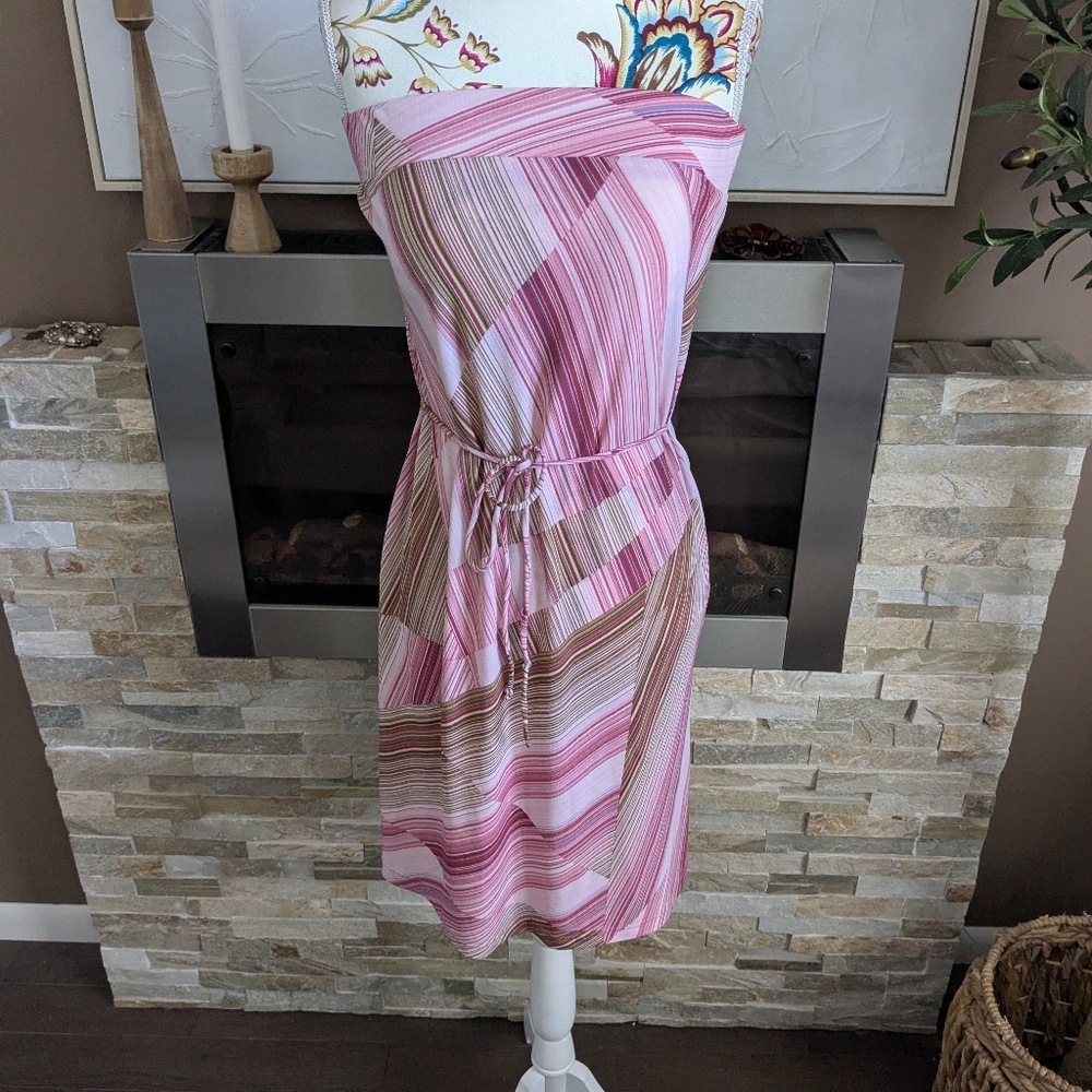 VENUS Pink and Purple Striped Midi Dress